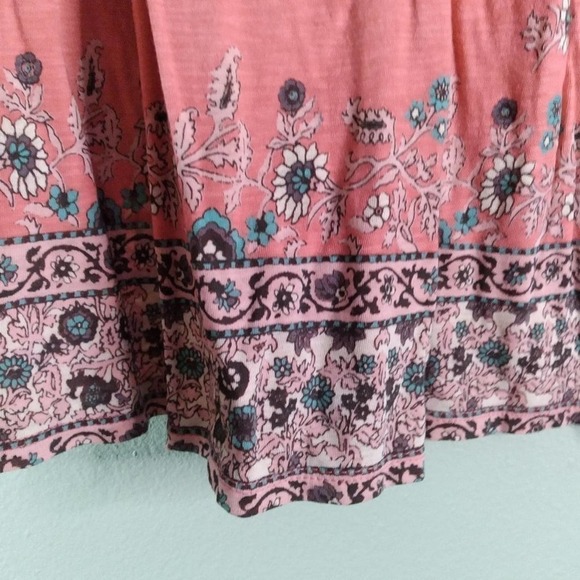Lucky Brand Coral Pink Floral Peasant Top - Picture 5 of 14